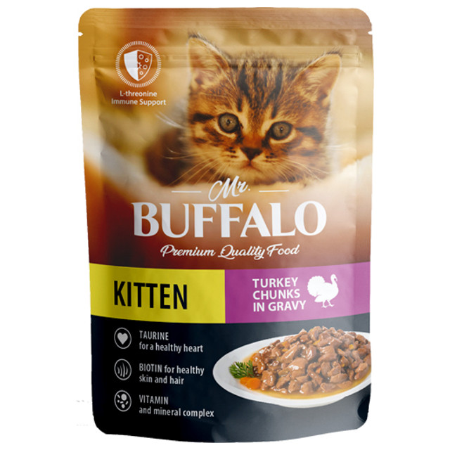 корм для котят BUFFALO Kitten индейка в соусе пауч 85г