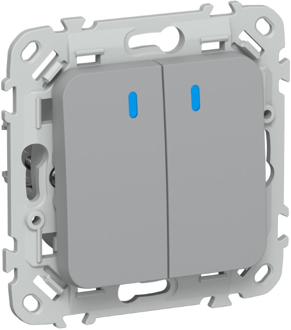 Выключатель двухклавишный с подсветкой IEK FI-V20-1-10-1-K03