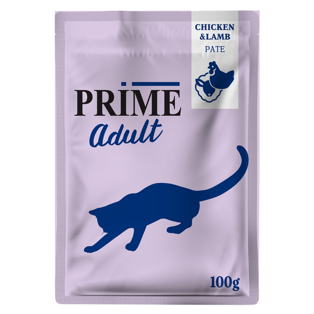 корм для кошек PRIME Adult паштет из курицы и ягненка пауч 100г