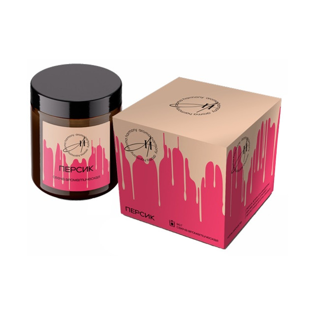 свеча в банке AROMA HARMONY Персик 6,2х6,5см 25ч/г ароматизированная