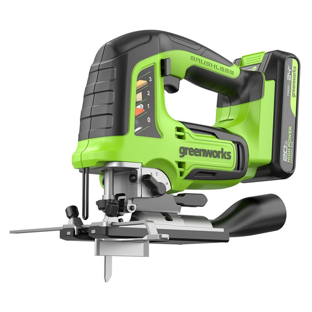 лобзик аккумуляторный GREENWORKS GD24JS120 24В Li-Ion бесщеточный 1х2Ач и ЗУ