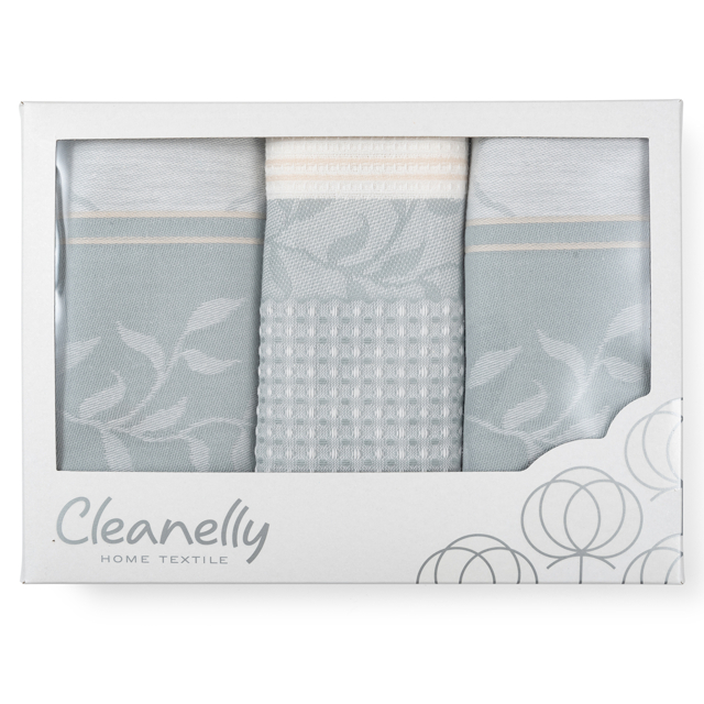 набор полотенец кухонных CLEANELLY Вивьен 50х70см 3шт пестроткань, арт.КНЦ-560-556х2-6327