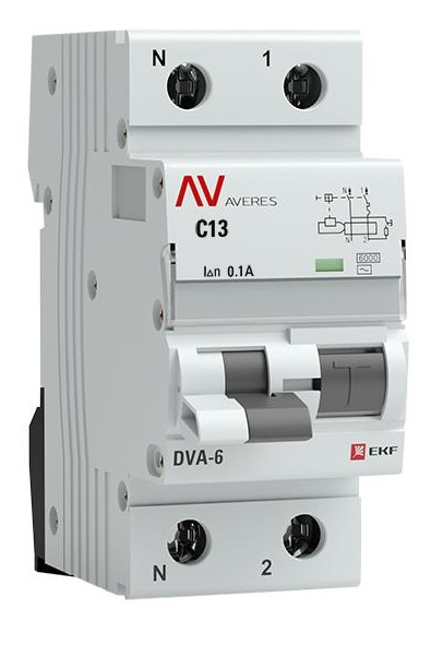 Автомат EKF rcbo6-1pn-13C-100-ac-av