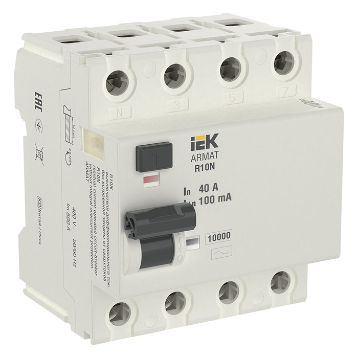 Выключатель дифференциального тока (ВДТ, УЗО) IEK AR-R10N-4-040C100