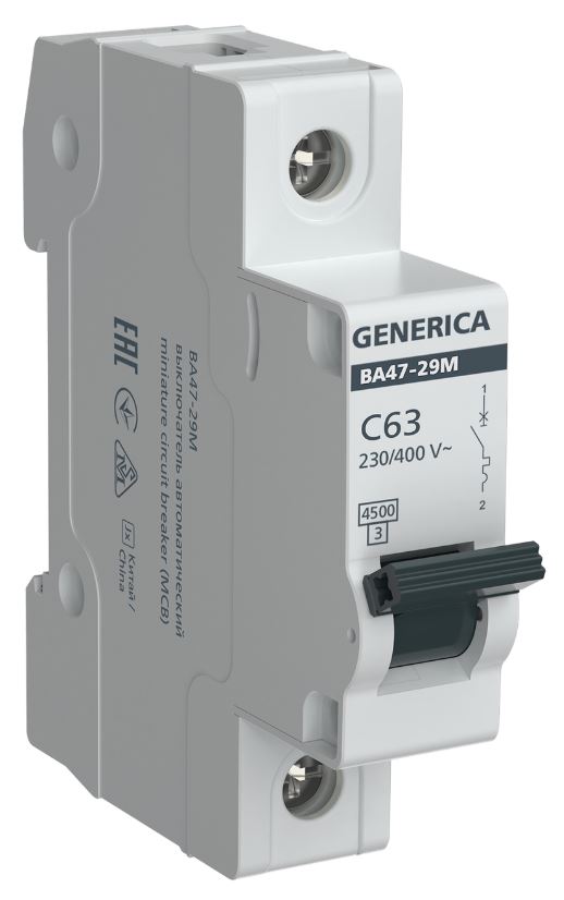 Автоматический выключатель GENERICA MVA21-1-063-C-G