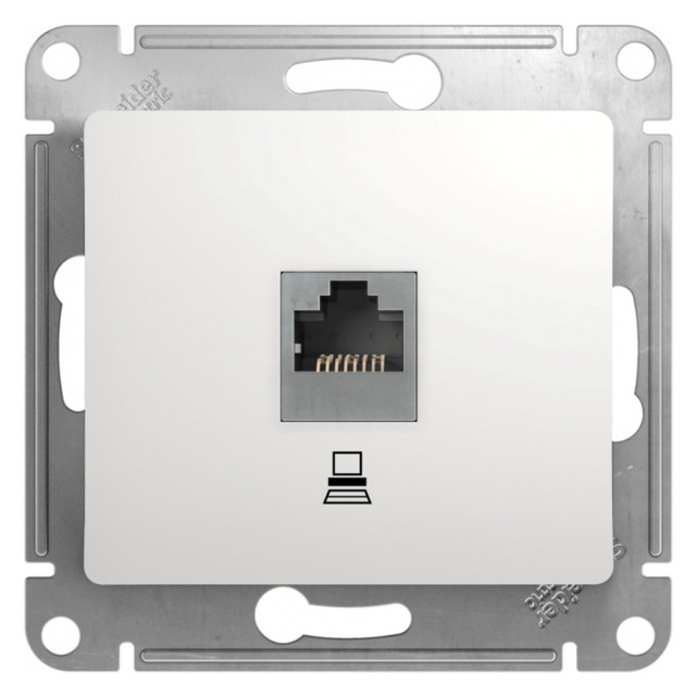 розетка компьютерная 1 пост SYSTEME ELECTRIC Glossa RJ45 категория 5 белый