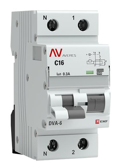 Автомат EKF rcbo6-1pn-16C-300-a-av