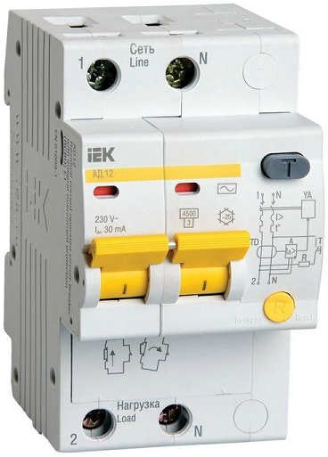 Автоматический выключатель дифф. тока (АВДТ) IEK MAD10-2-050-C-100